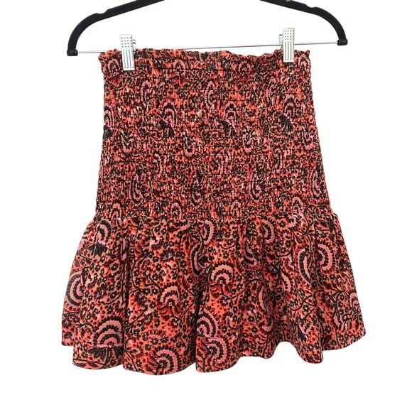 NEW NWT ALC Kade Floral Smocked Silk Mini Skirt Pink Sz 8 - Picture 4 of 5